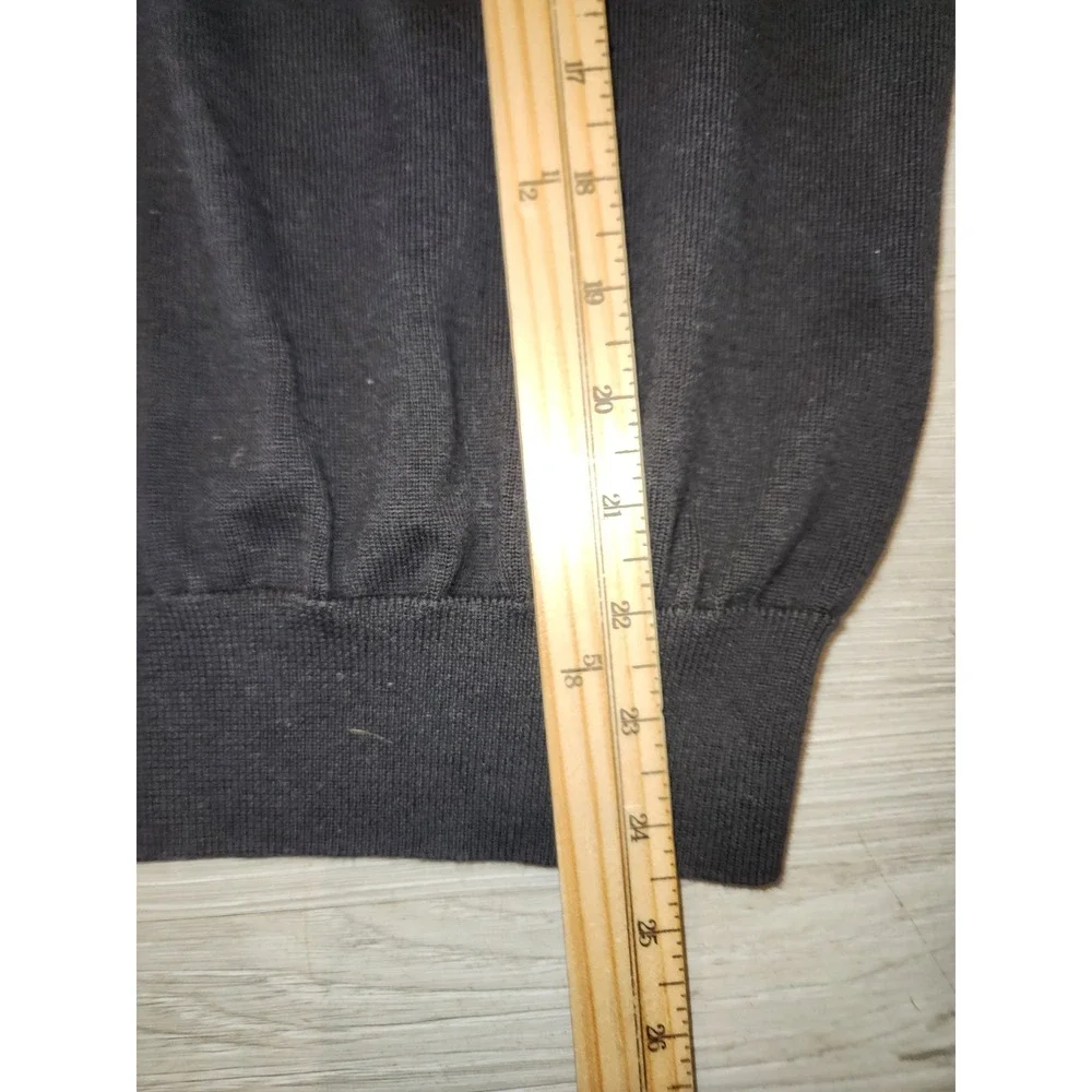 Tommy Hilfiger Mens Black Premium Cotton V-Neck Sweater M Flag‎ Logo Pullover